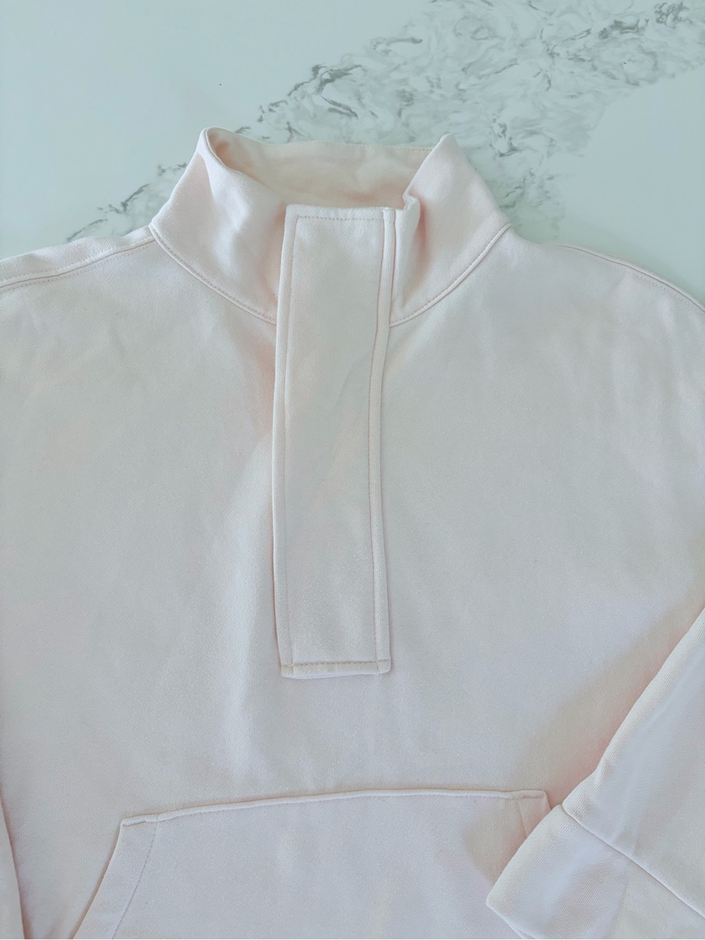 Women's Pale Pink Quarter‑Placket Pullover Sweater